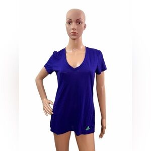 Adidas Women’s Size Medium Short Sleeve V Neck Solid Purple Tee